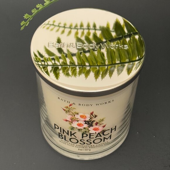 BBW Pink Peach Blossom Bath & Body Works Single Wick Candle - Picture 4 of 10